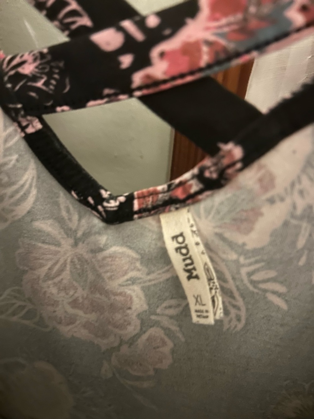 Mudd Black Tank Top with Light Pink Floral Trim - Picture 3 of 3